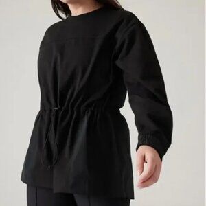 Athleta Triumph Hybrid Crewneck Sweatshirt Black Cinch Waist
